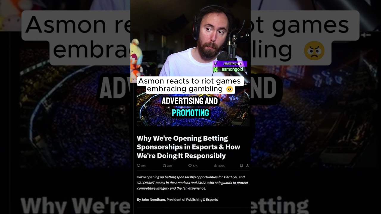 Asmon reacts to riot games embracing gambling #asmongoldclips #asmon #asmongoldreacts #livestream