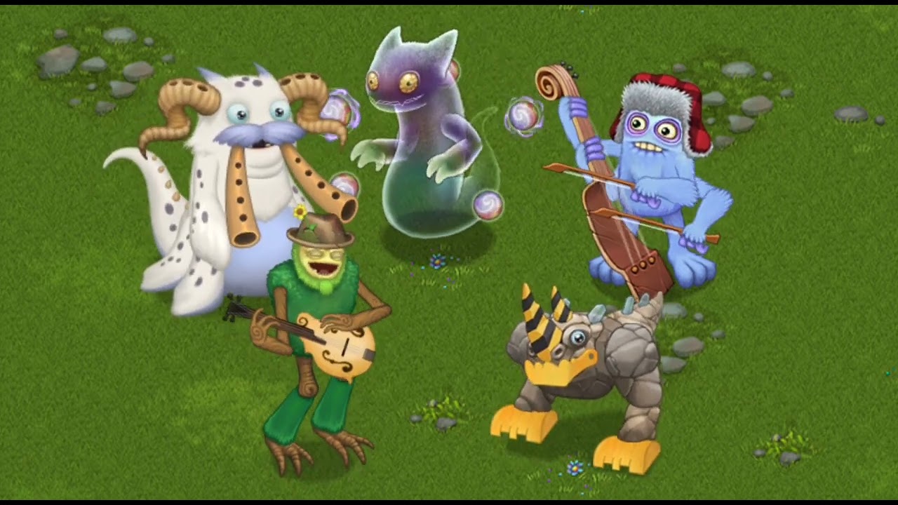 My Singing Monsters: Ghazt, Bowgart, T-Rox, Shugabush, G'joob Quintet.