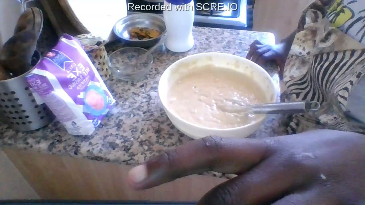 Baking banana bread.