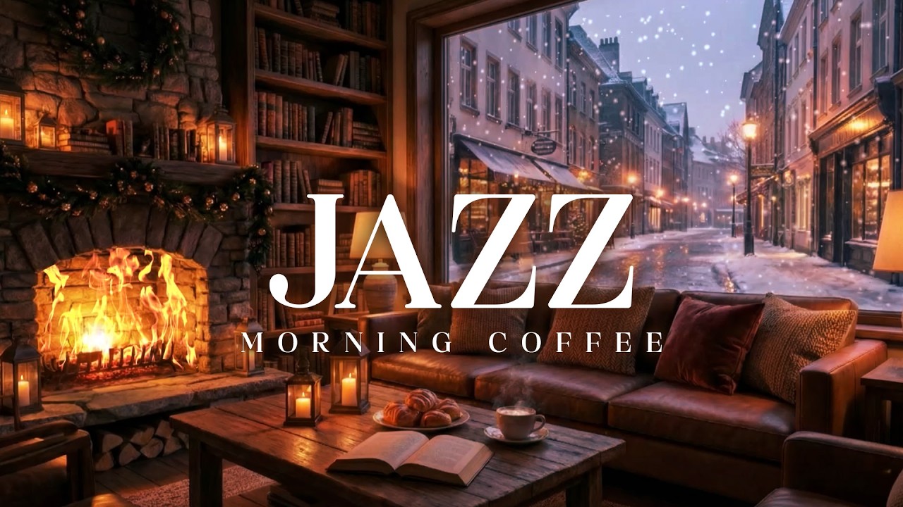Smooth Fireplace Jazz & Snow Outside | Relaxing Music for Work & Relaxation