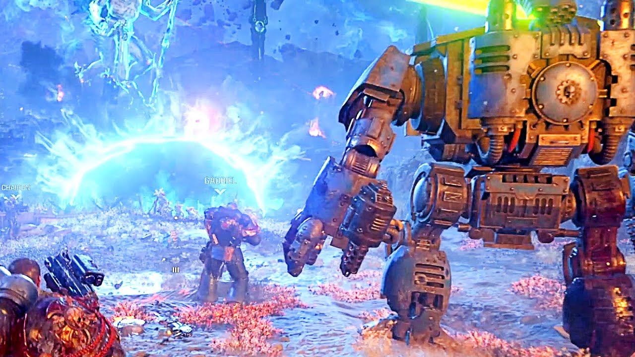 Dreadnought killing Thousands Son cutscenes & gameplay - Warhammer 40K Space Marine 2