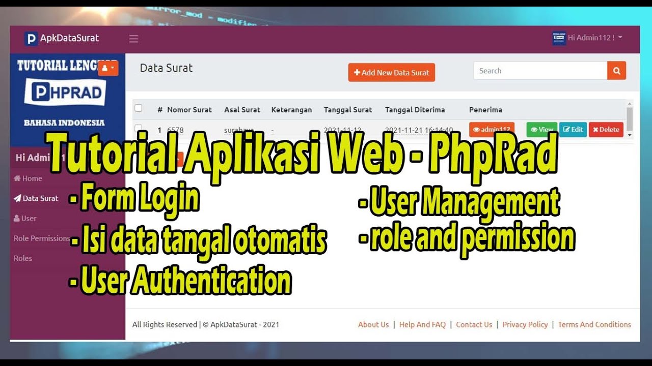 Tutorial PHPRad - Isi data Tanggal Otomatis dan Pengaturan Form Login