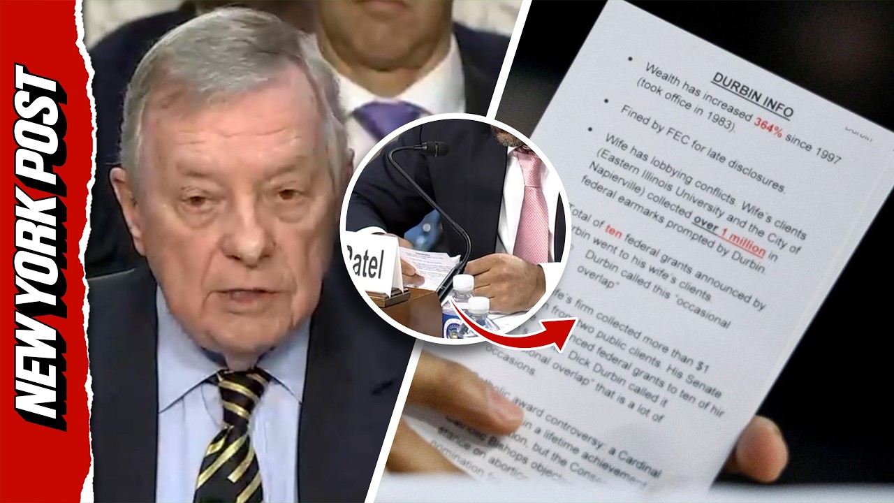 Kash Patel Uses Cheat Sheet Titled 'DURBIN INFO' During Questions From Sen. Dick Durbin