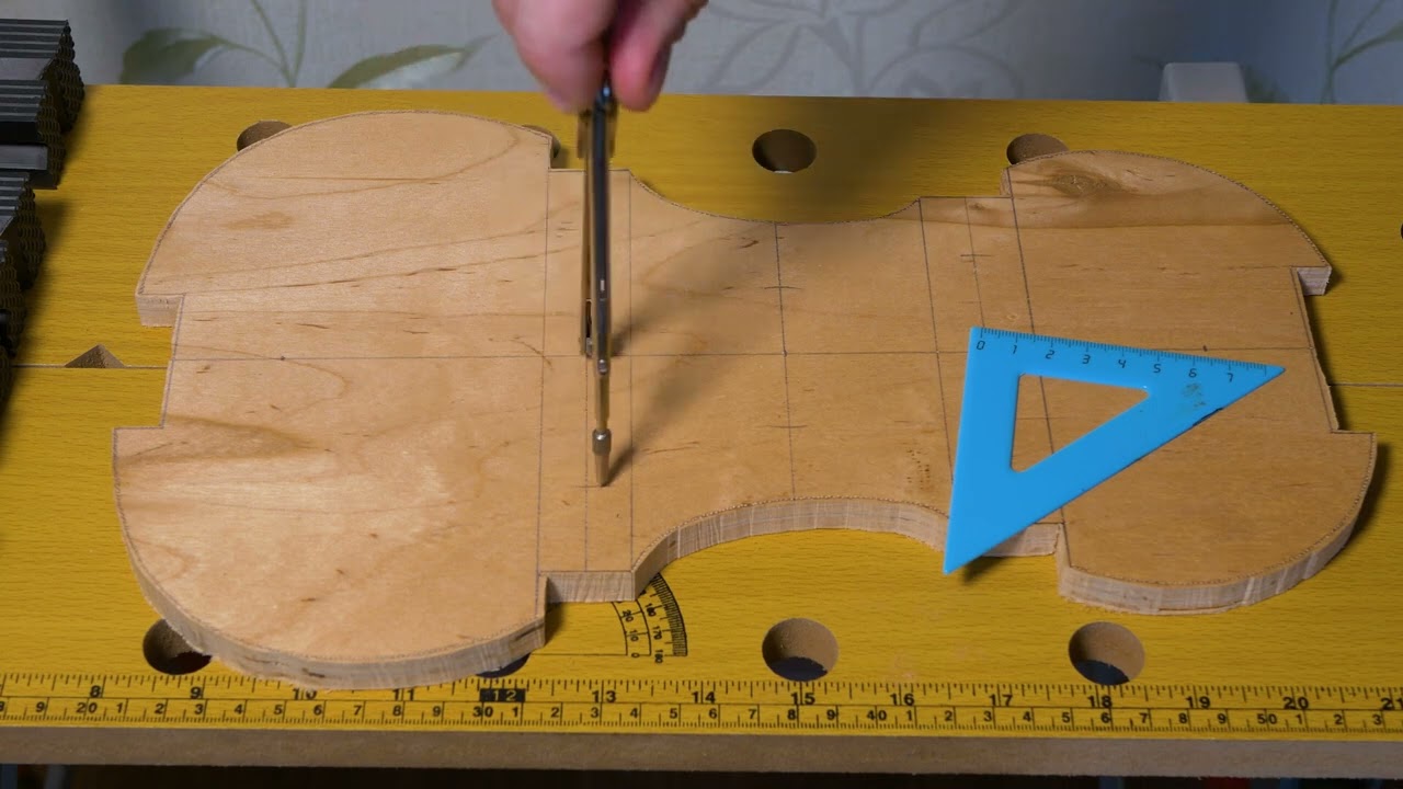 Making a violin mold. Marking and drilling holes for clamps.