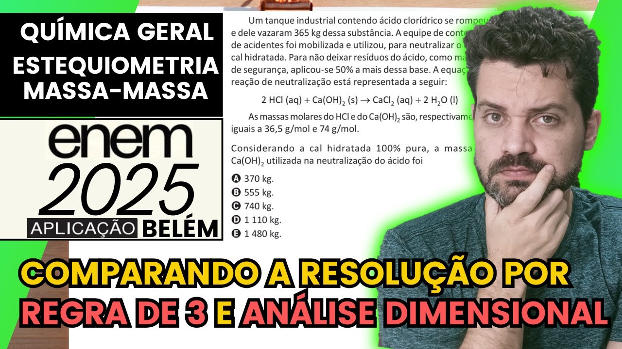 ✏️ENEM 2025 BELÉM | Um tanque industrial contendo ácido clorídrico se rompeu e dele vazaram 365 kg