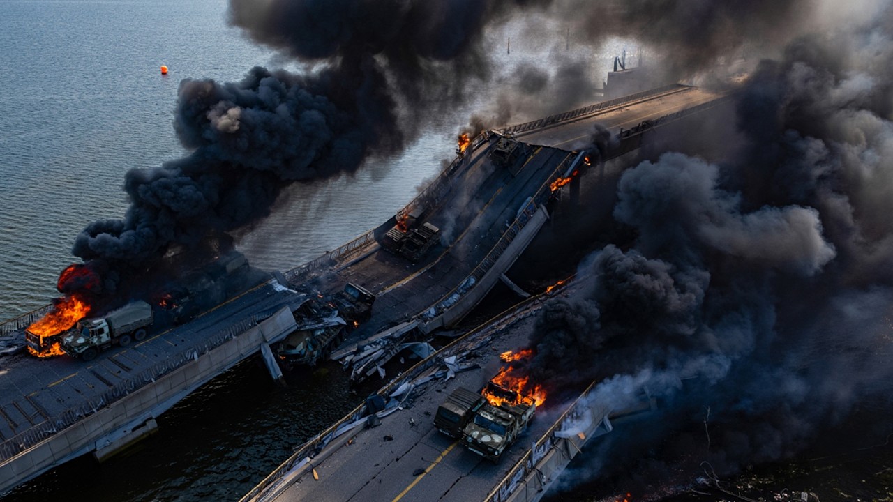 3 MINUTES AGO! Ukrainian Cluster Bomb Collapsed Crimean Bridge with North Korean Elite Reinforcement