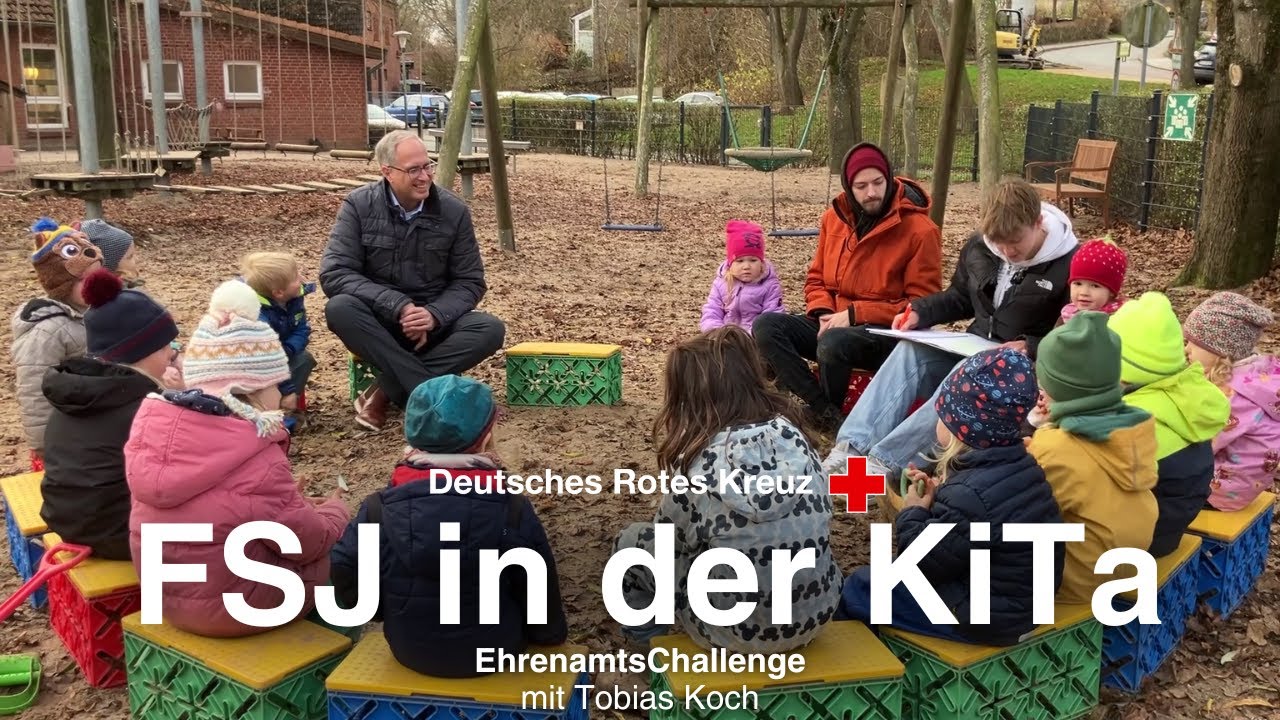 FSJ in der DRK-Kita Dorfstraße in Schwentinental / Tobias Koch bei der DRK-EhrenamtsChallenge