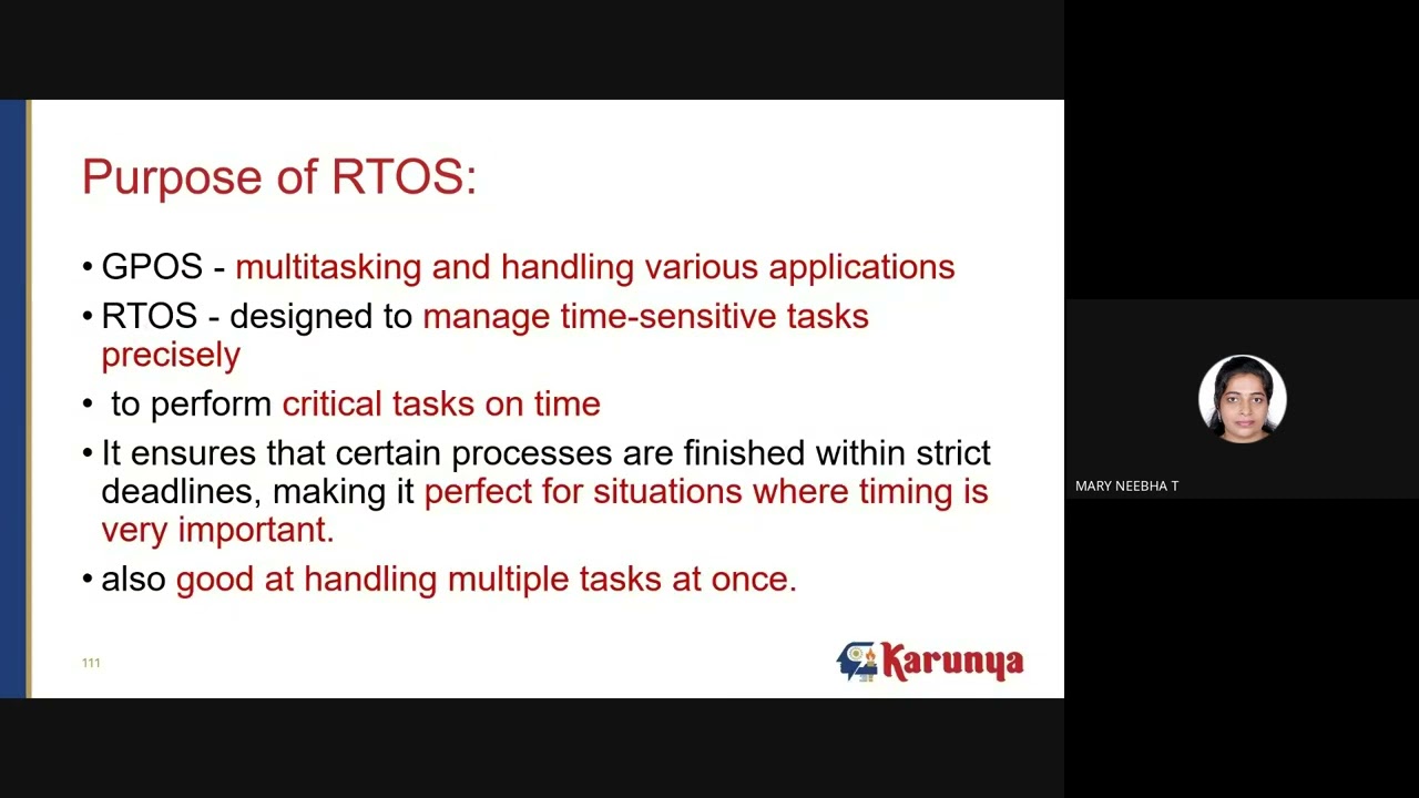 Video Lecture on OS based design - RTOS, Real time Kernel, process & thread