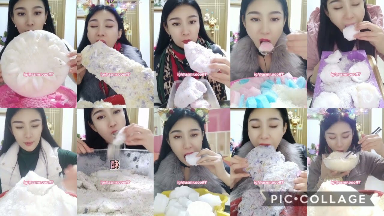 Ice bites! Her SUPER *squaky* and *crunchy* ice bites asmr(carbonated and matcha)