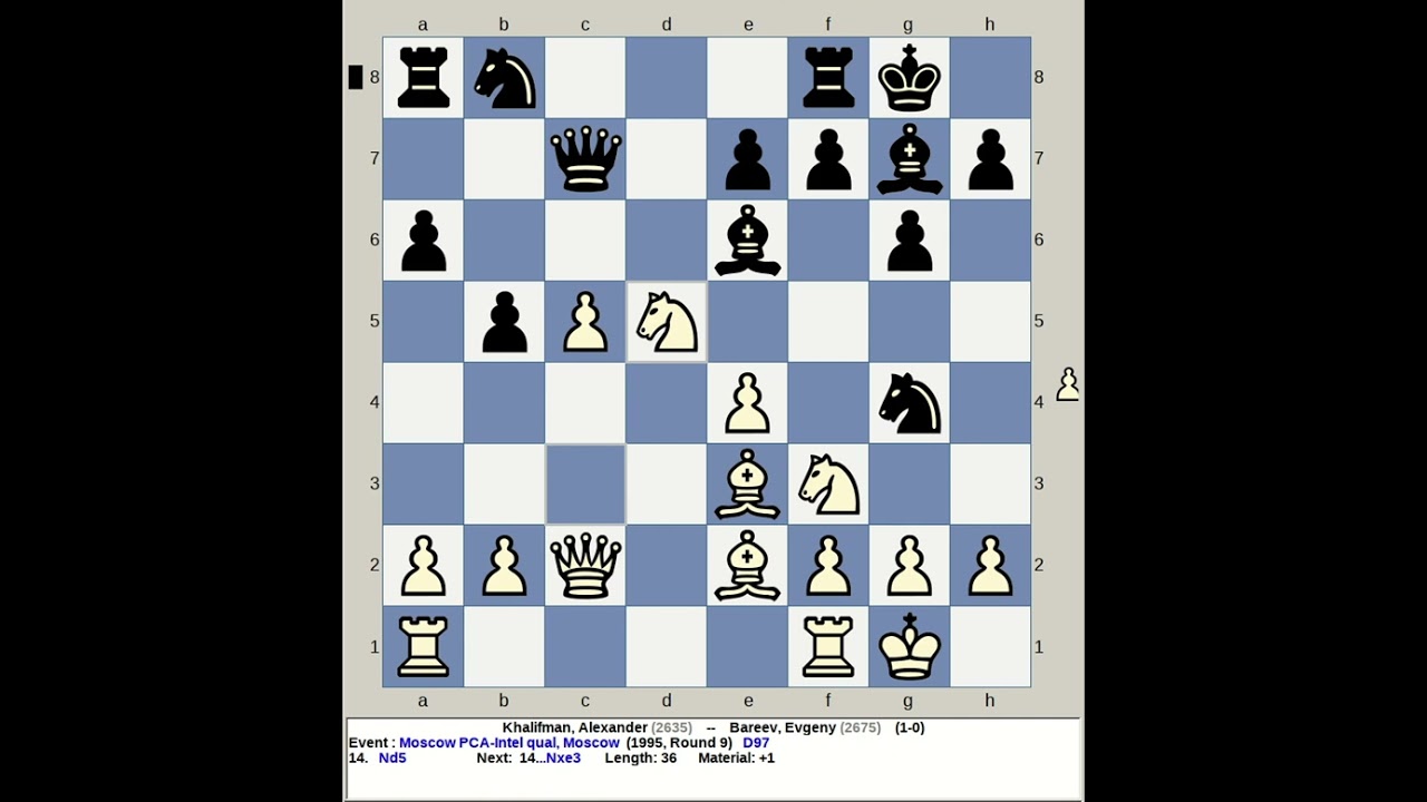 Khalifman, Alexander vs Bareev, Evgeny | Moscow PCA Intel Chess Qual 1995, Russia