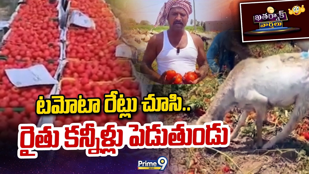 టమోటా రేట్లు చూసి.. రైతు కన్నీళ్లు పెడుతుండు | Khatarnak Varthalu | Prime9 News
