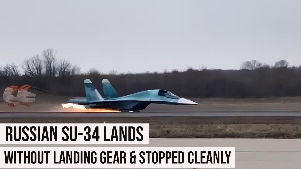 Impressive aircraft durability! Russian Su-34 jet stuns with gearless landing and stopped cleanly