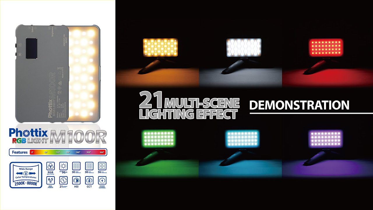 Diversified lighting effects in Phottix M100R RGB LED