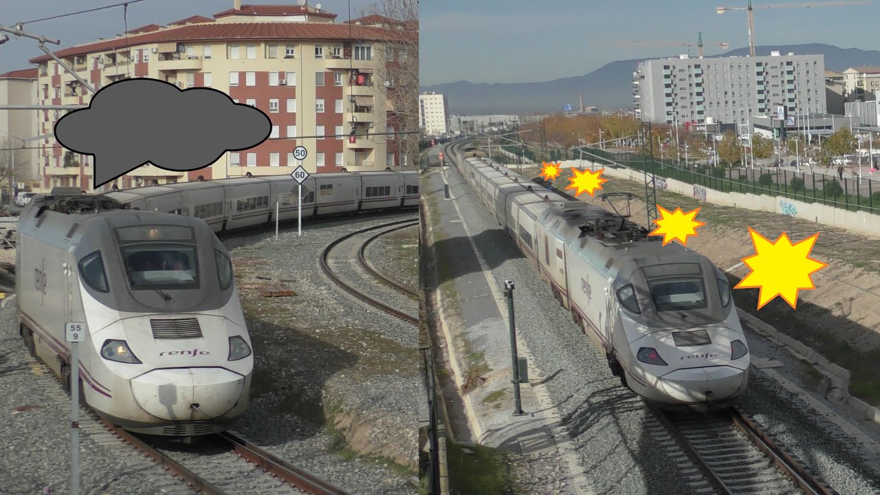 ¡El tren que llega echando humo y sale echando chispas! Smoking train turns into sparkling train!