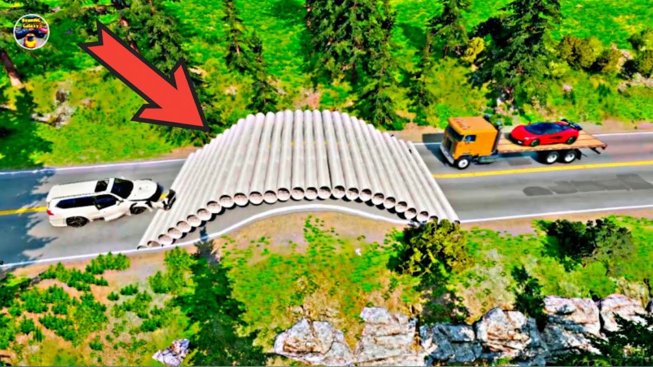 Car Vs Pipes Bulge BeamNG Drive Challenge Ends In Total Destruction!