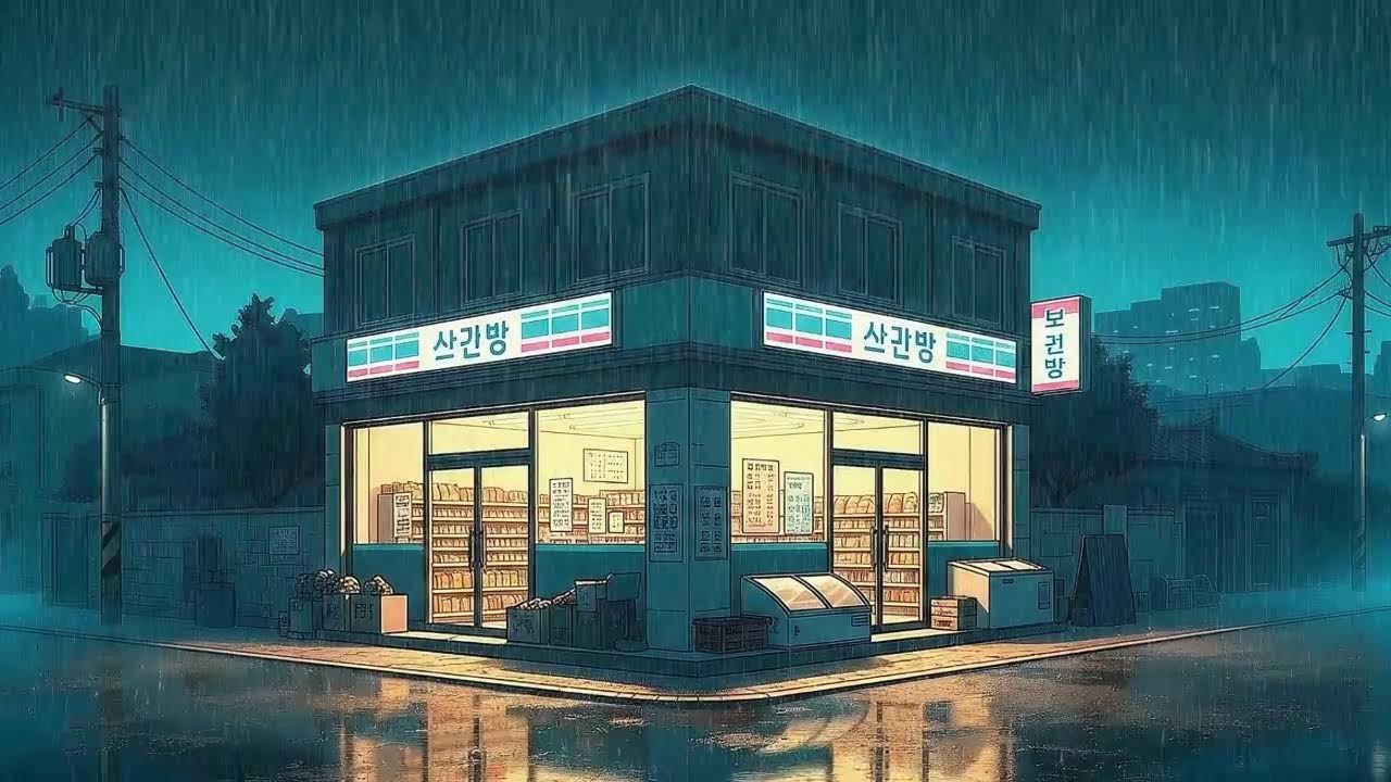 Rain Sounds plus Lofi for Deep Focus in a Quiet Korean Night Ambience When You Can’t Focus 😌
