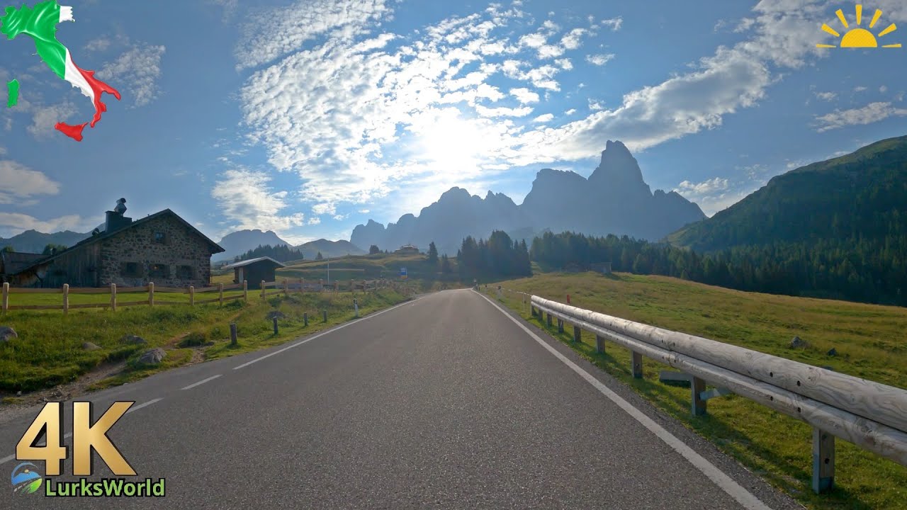 Scenic Drive in Italy - San Pellegrino To Rolle - 4K60 Low standing Sun