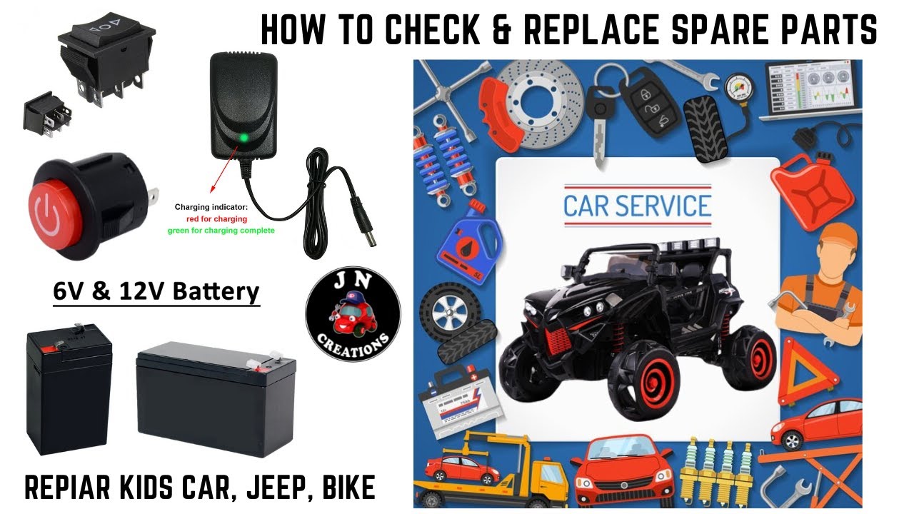How To Check & Replace Spare Parts Of Battery Ride ON | Repairing of kids car, jeep | @JNCreations