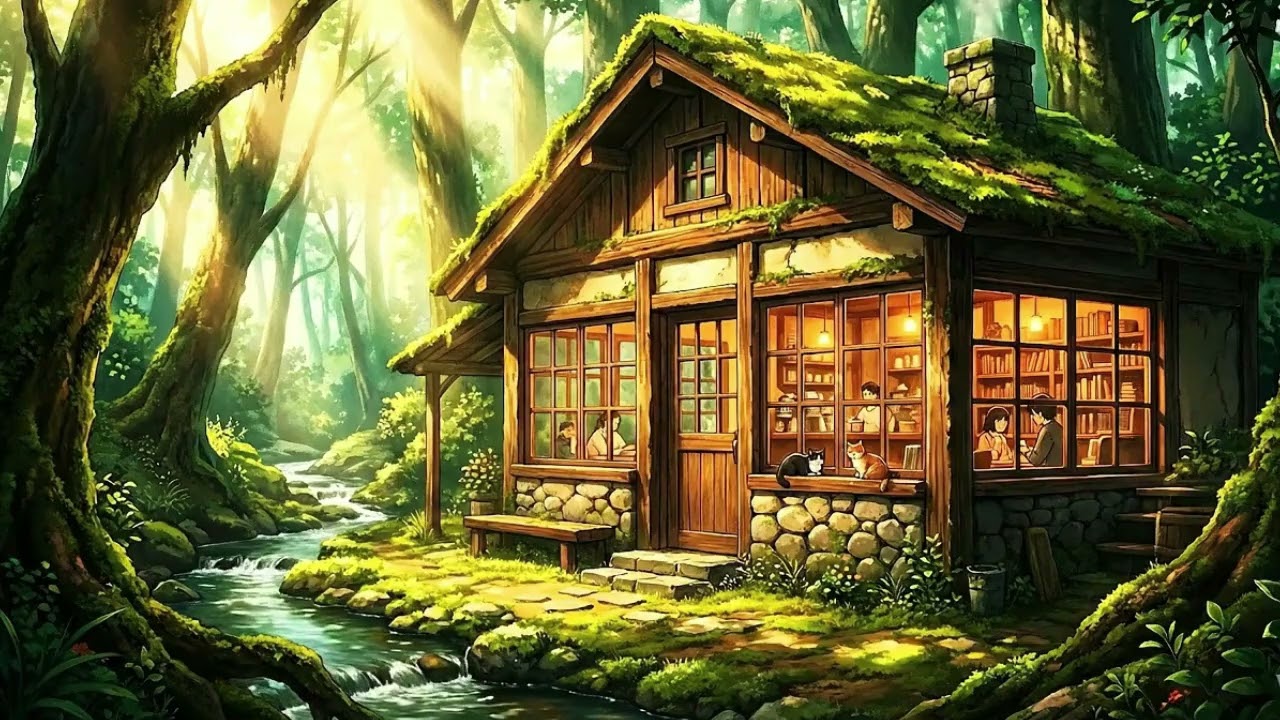 Ghibli Forest Cafe ☕ Music to Calm Your Mind 🌿 lofi hip hop - lofi songs | relax / study