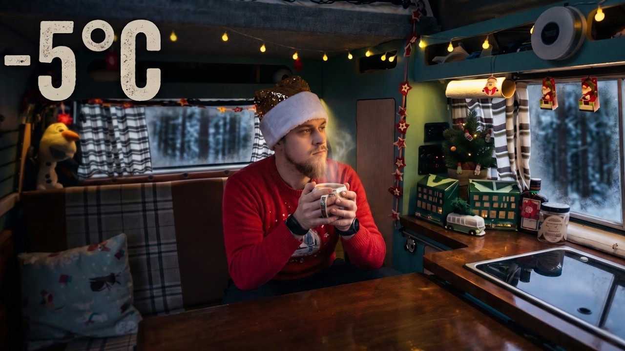I Spent Christmas Alone in a Camper Van | Cozy Solo Vanlife in a Pine Forest | ASMR