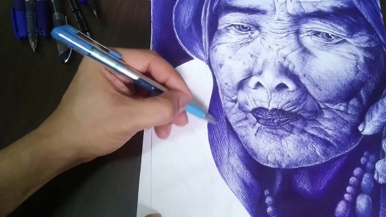Ballpoint Pen Portraiture On Paper | WHANG-OD |  Art Vlog