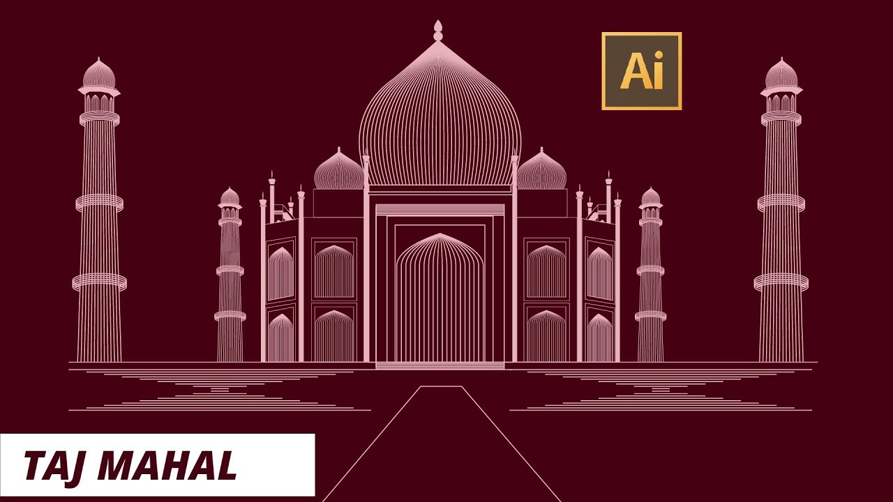 Create Taj Mahal in Adobe Illustrator using blend tool | Line Art Tutorial