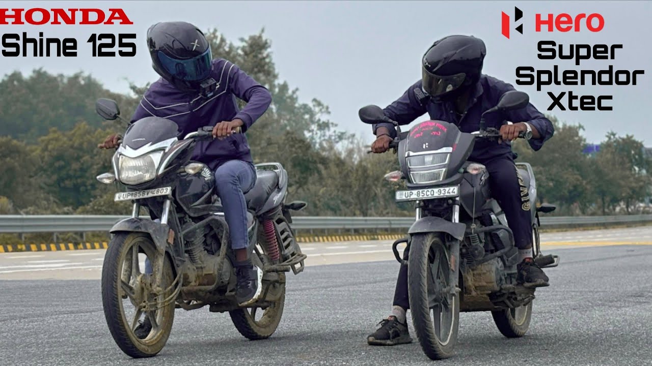 Hero Super Splendor Xtec vs Honda Shine 125 || Drag Race 