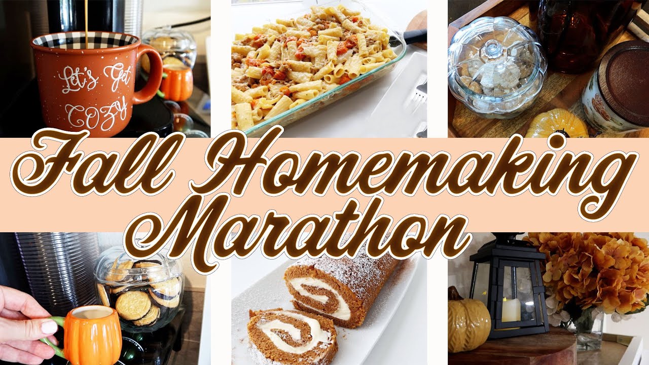 🍁FALL INSPIRED HOMEMAKING MARATHON  | DECORATE COOK BAKE AND GET READY FOR THE FALL SEASON