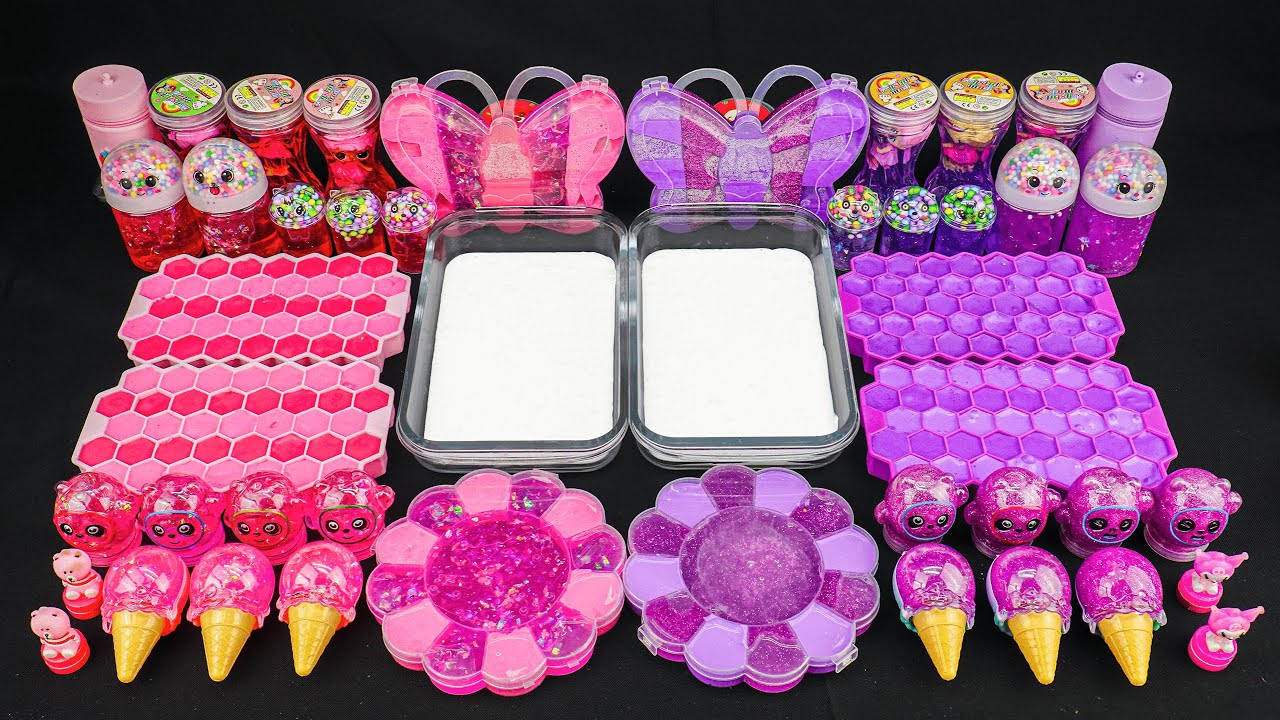 PINK and PURPLE BUTTERFLY 🦋🦋 I Mixing random into Glossy Slime I Satisfying Slime 💗