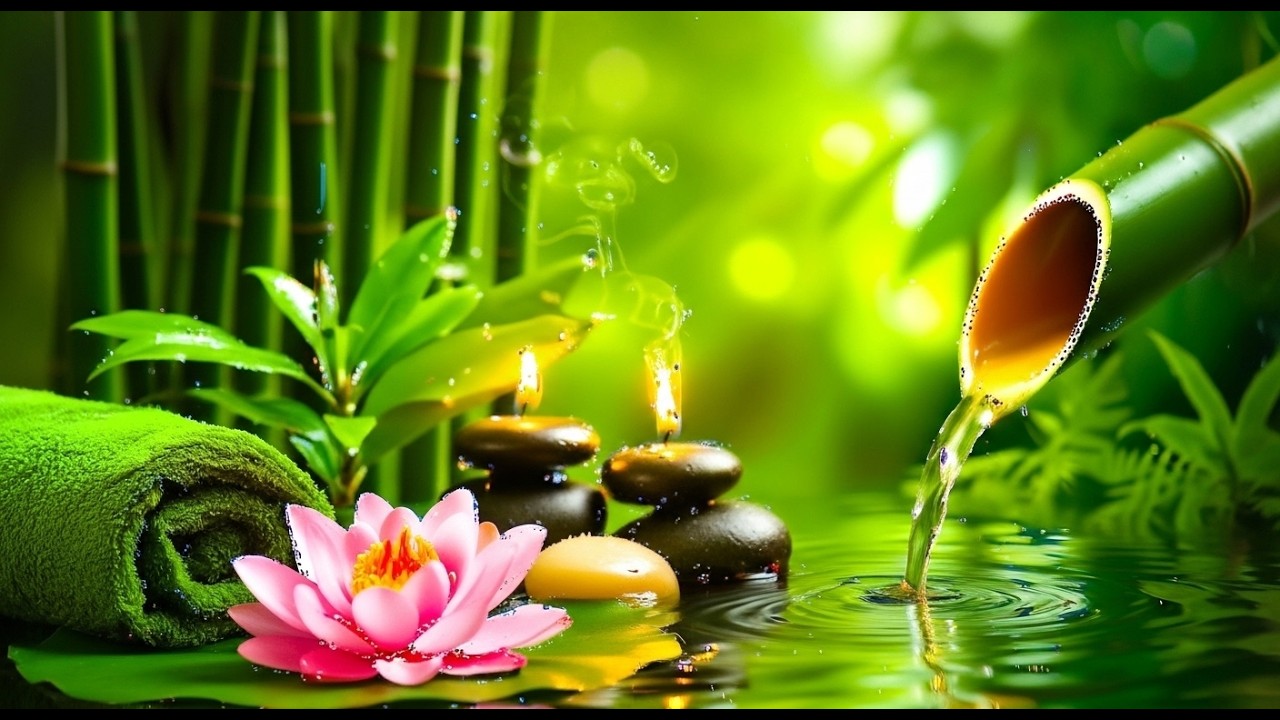 Relaxing Sleep Music with Bamboo Water Sound🌿Deep Sleep Music, Meditation, Calm Anxiety, Spa BGM