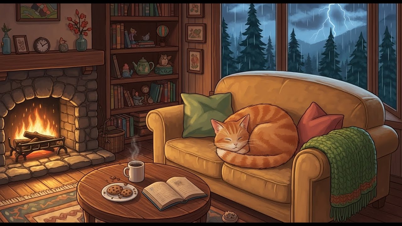 Winter Fireplace Sounds ❄️🔥 Peaceful Snow Cabin Ambience to Relax Fast