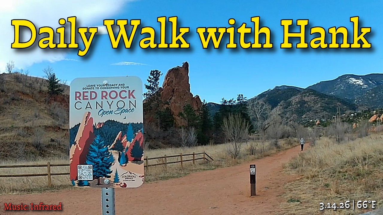 ⭐Daily Neighborhood Walk with Hank 3.14.26 | Red Rock Open Space | Bluebird Skies & Pikes Peak Views