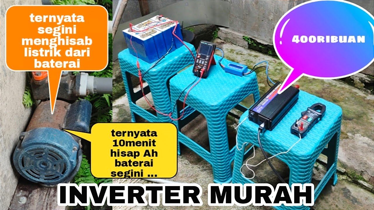 MANTAB !! inverter TAFFWARE 500watt BUAT POMPA AIR SIMIZU baterai LifePO4 pakai alat ukur