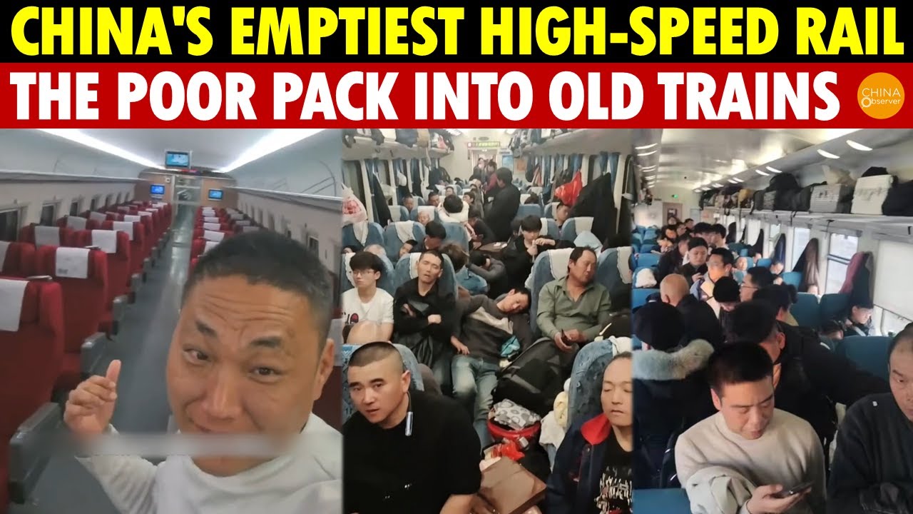 China’s Emptiest Homeward High-Speed Train Ever, Completely Empty! The Poor Pack Into Old Trains