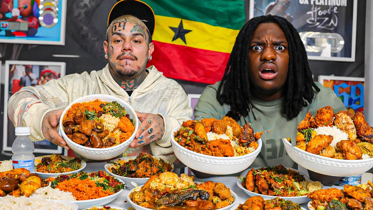 6ix9ine впервые ест африканский фуфу...