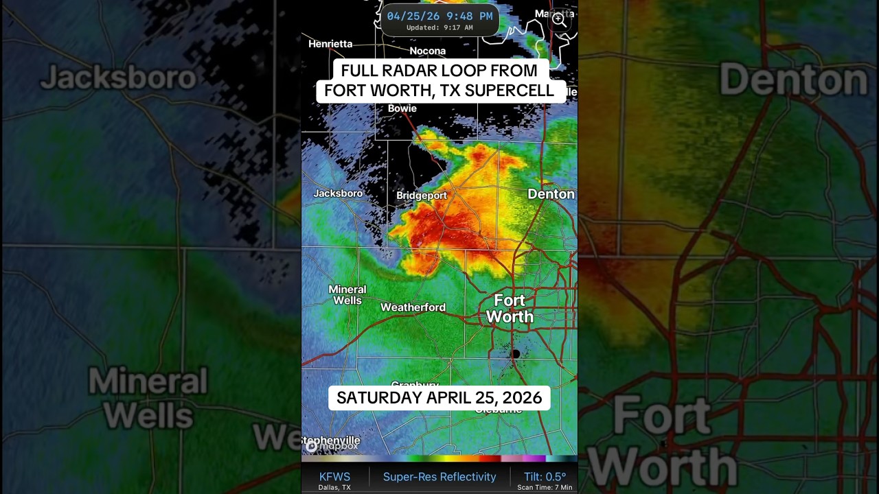 Wichita Falls to Fort Worth, TX Supercell | FULL RADAR LOOP | April 25, 2026