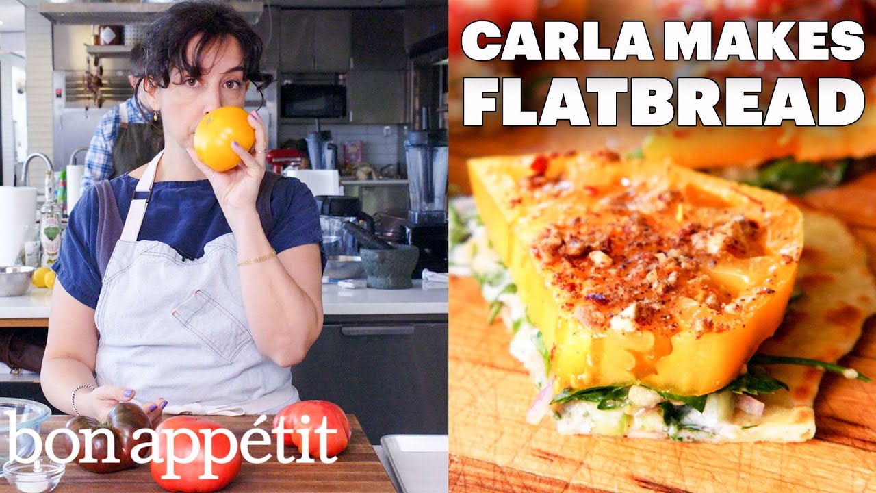 Carla Makes Falafel-Spiced Tomatoes & Chickpeas on Flatbread | From the Test Kitchen | Bon Appétit