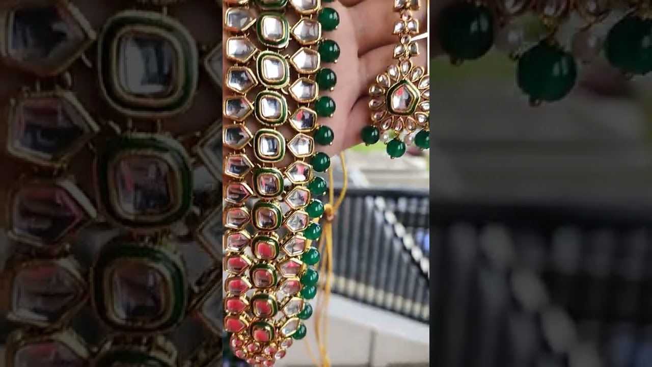 Green color Kundan set