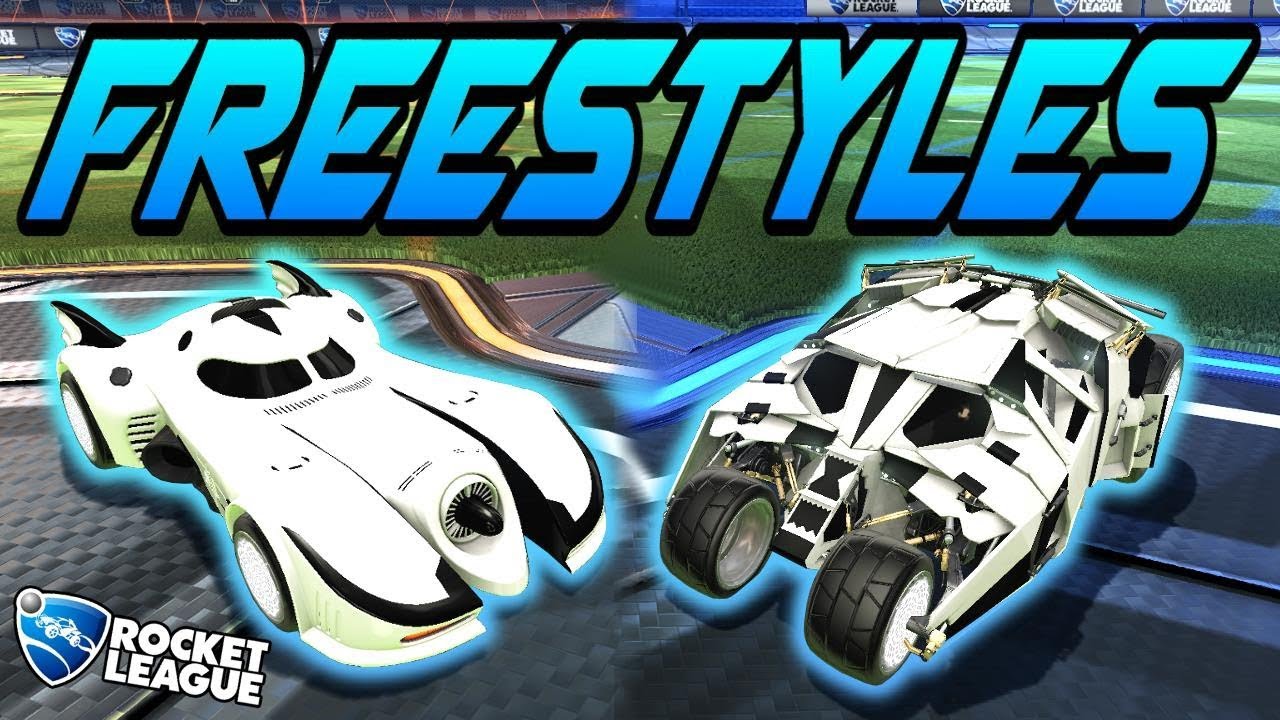 Rocket League Goals: WHITE BATMOBILE FREESTYLES, DRIBBLES, & FAKES! New Car Gameplay