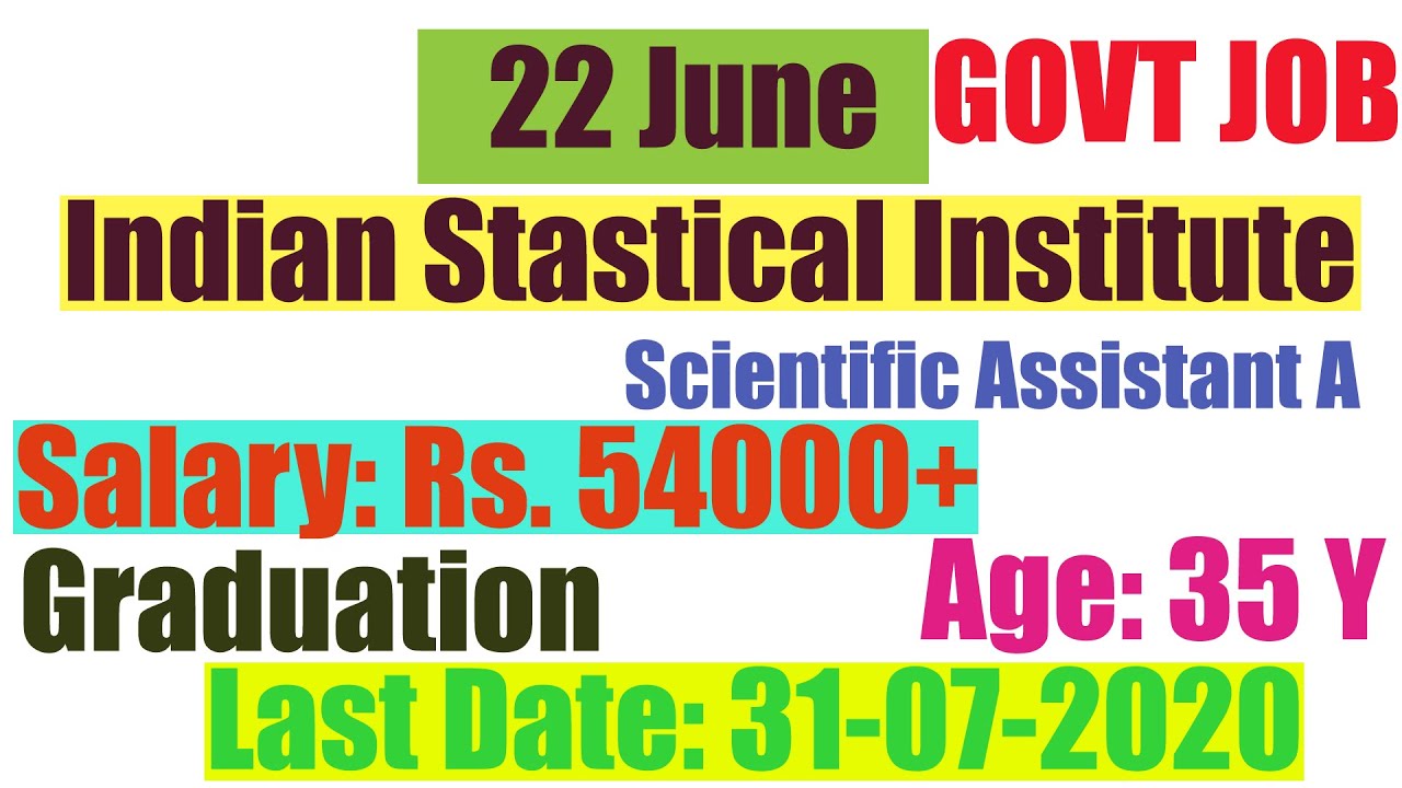 Government Job Vacancy | Latest Govt Jobs 2020  | Sarkari Naukri 2020 | Indian Stastical Institute |