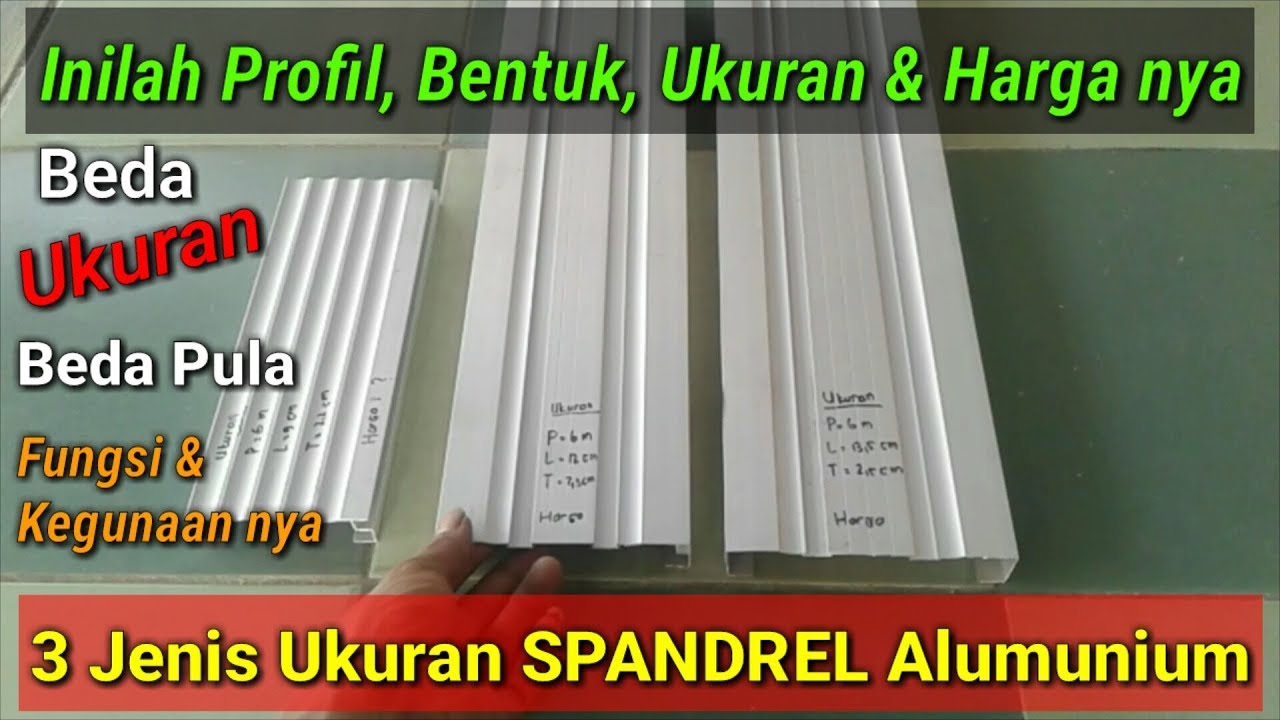 3 Jenis Ukuran Spandrel Alumunium | Inilah Profil, Bentuk, Ukuran, Harga, Fungsi & Kegunaan nya