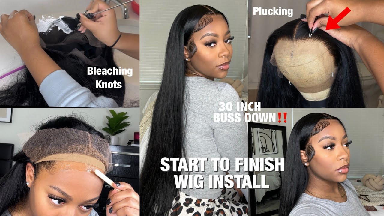 WIG CUSTOMIZATION START TO FINISH | 30 INCHES | BLEACHING KNOTS,  PLUCKING, AND INSTALL |Unice Hair