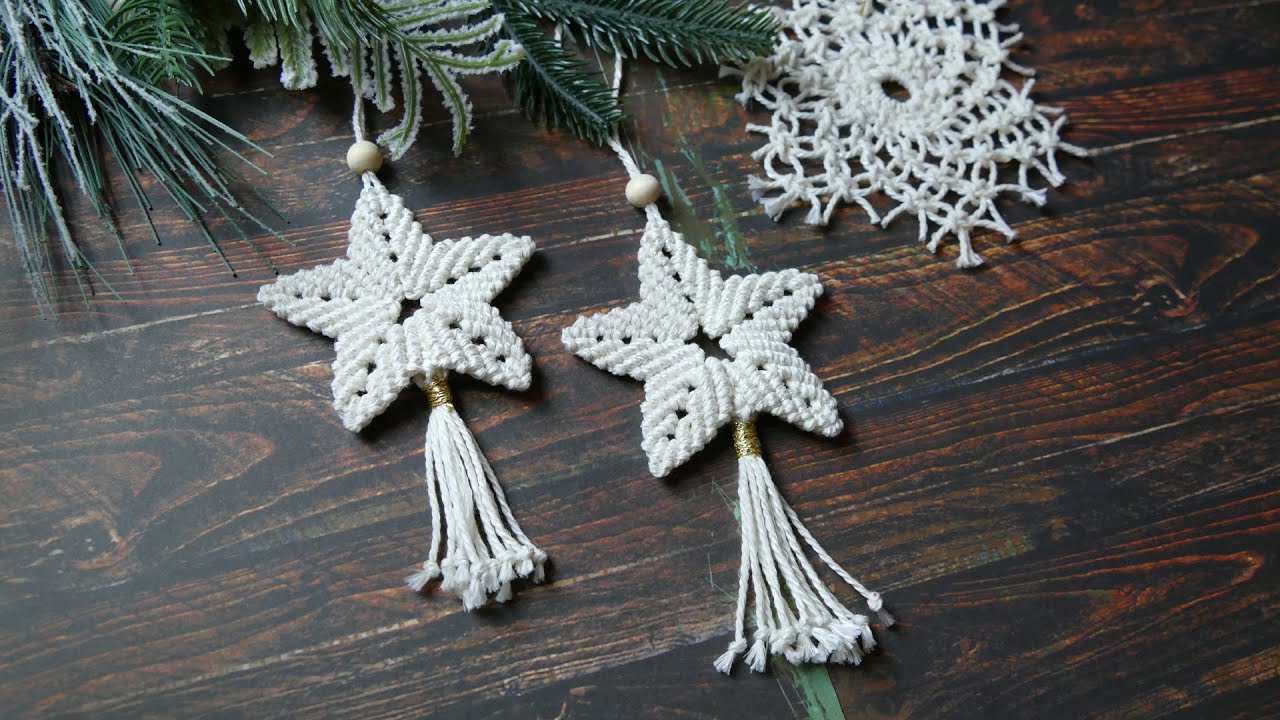 Christmas Star with a Tail DIY Macrame Christmas Tree Ornaments