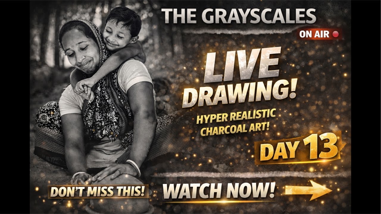 Drawing Pure Mother&rsquo;s Love ❤️ Hyper Realistic Charcoal Art LIVE | Day 13