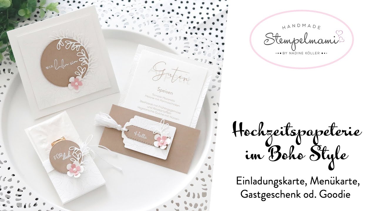 Hochzeitspapeterie im Boho Style | Einladungskarte | Menükarte | Gastgeschenk | Basteln | Stampin Up