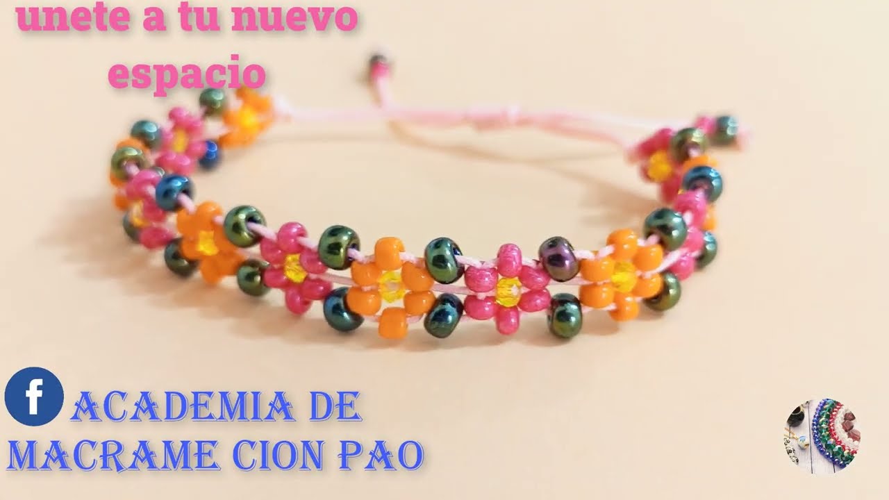 Como hacer una pulsera delicada con flores de mostacillas/ Gana dinero con esta pulsera