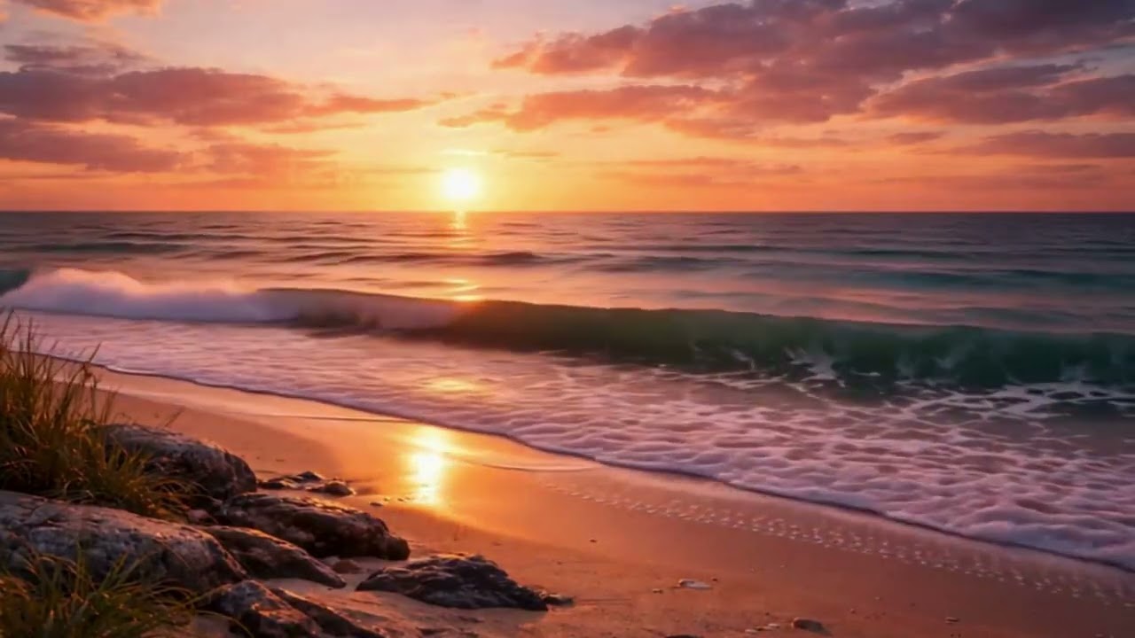 Ocean Waves at Sunset 🌅 | 30 Min | Relaxing Music for Sleep, Study & Meditation