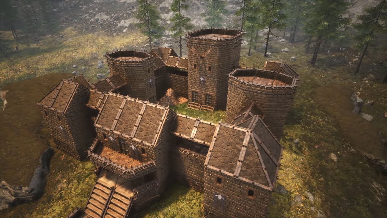 HOW TO BUILD A  BEGINNER BASE + T3 VERSION MEDIEVAL FORTRESS [ TIMELAPSE ] - CONAN EXILES