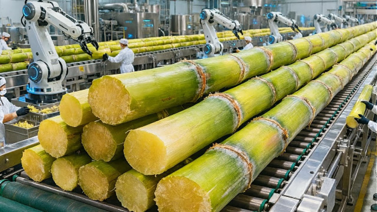 Inside the Sugarcane Processing Factory – How Fresh Cane Becomes Dark Cane Sugar (Full Process)