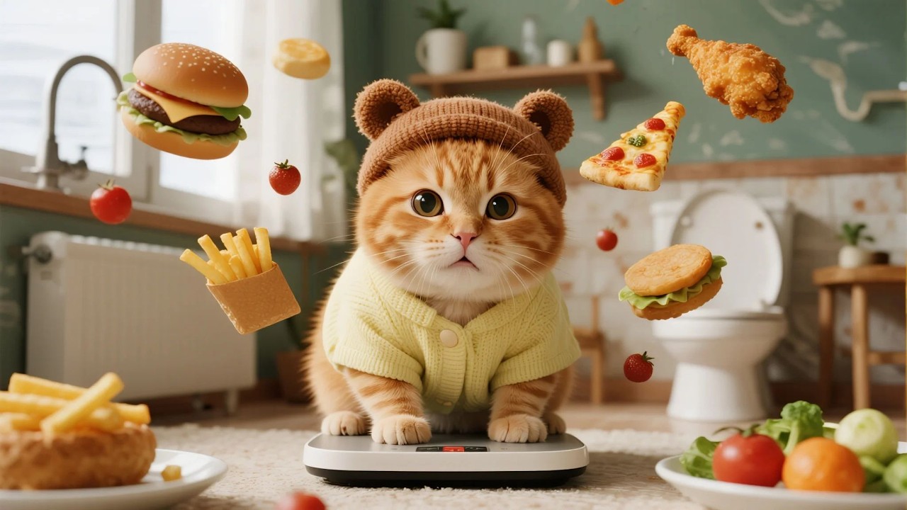 Why do Ginger Kitten become chubby🍕😱? Weight loss secret of Mama Cat🥗